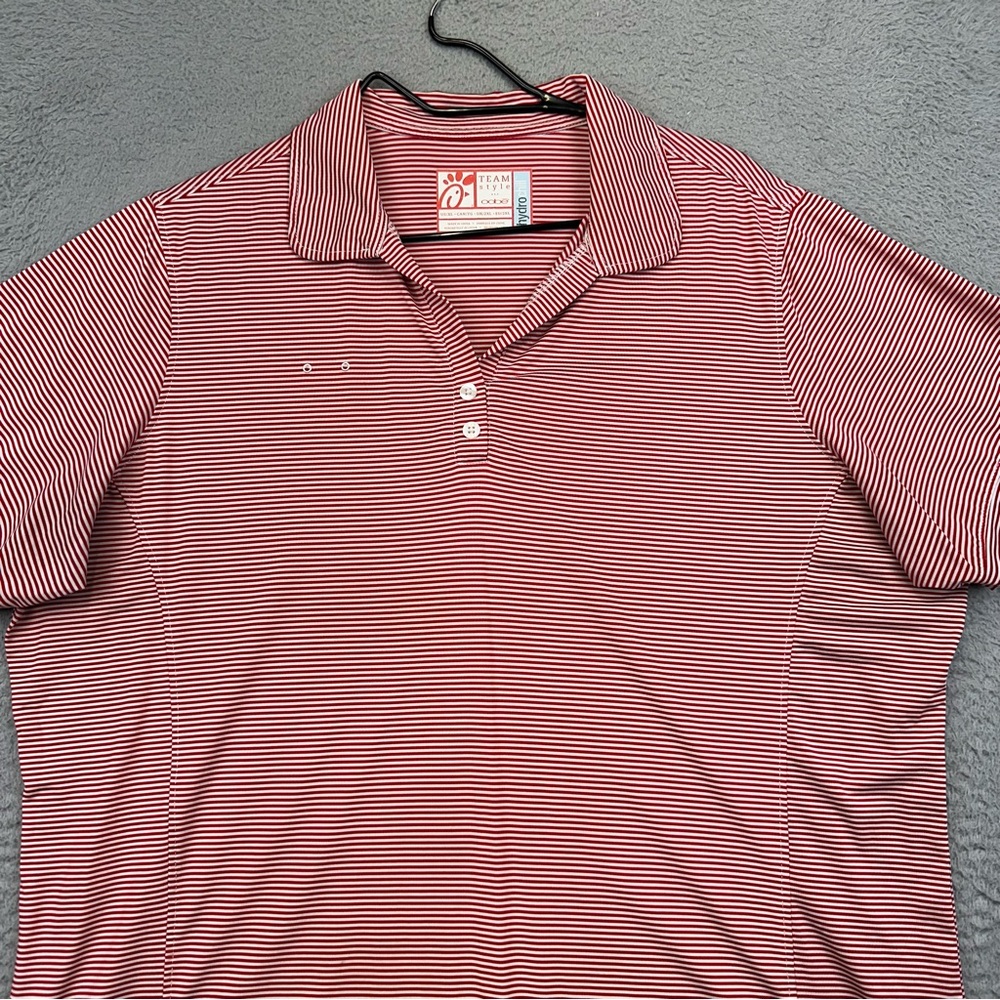 Chick Fil A Uniform Shirt Womens XL Red White Striped Stretch Hydrochill Work - Picture 3 of 12
